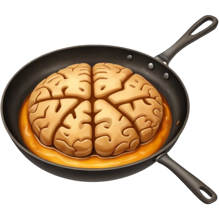 Brain in a frying pan emoji