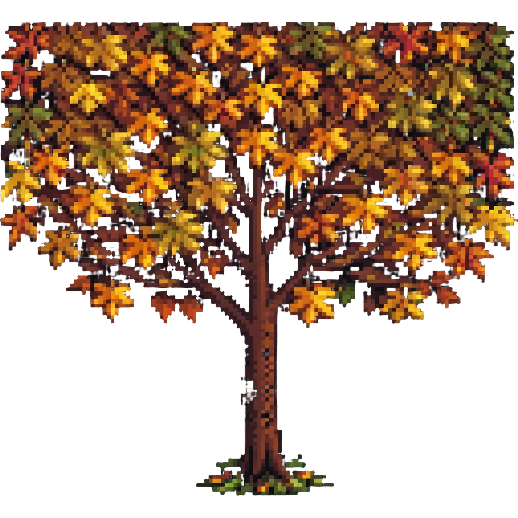 tree in the fall with colorful autumn leaves emoji