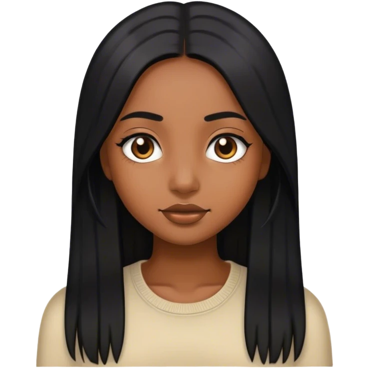 brown skin girl with long straight black hair emoji