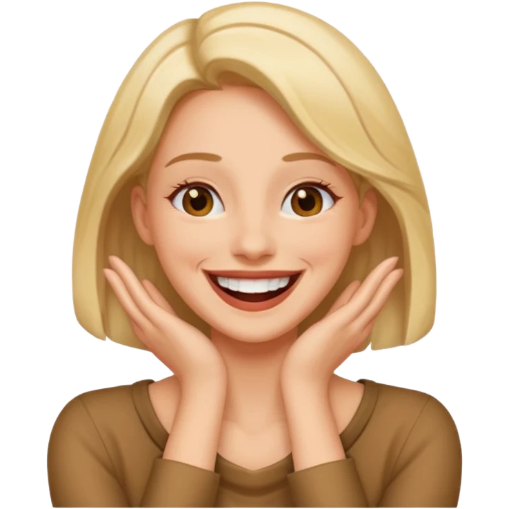 woman with hands around her neck laughing  emoji