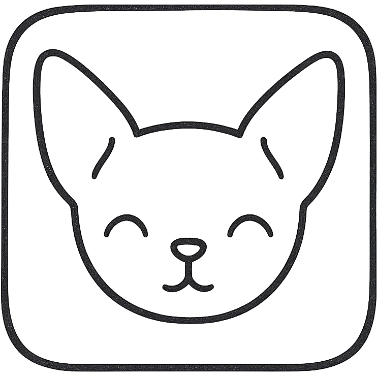 app icon of a sphinx cat face heavily influenced by Mew's cuteness, rounded soft minimal single color no facial features modern and sleek emoji