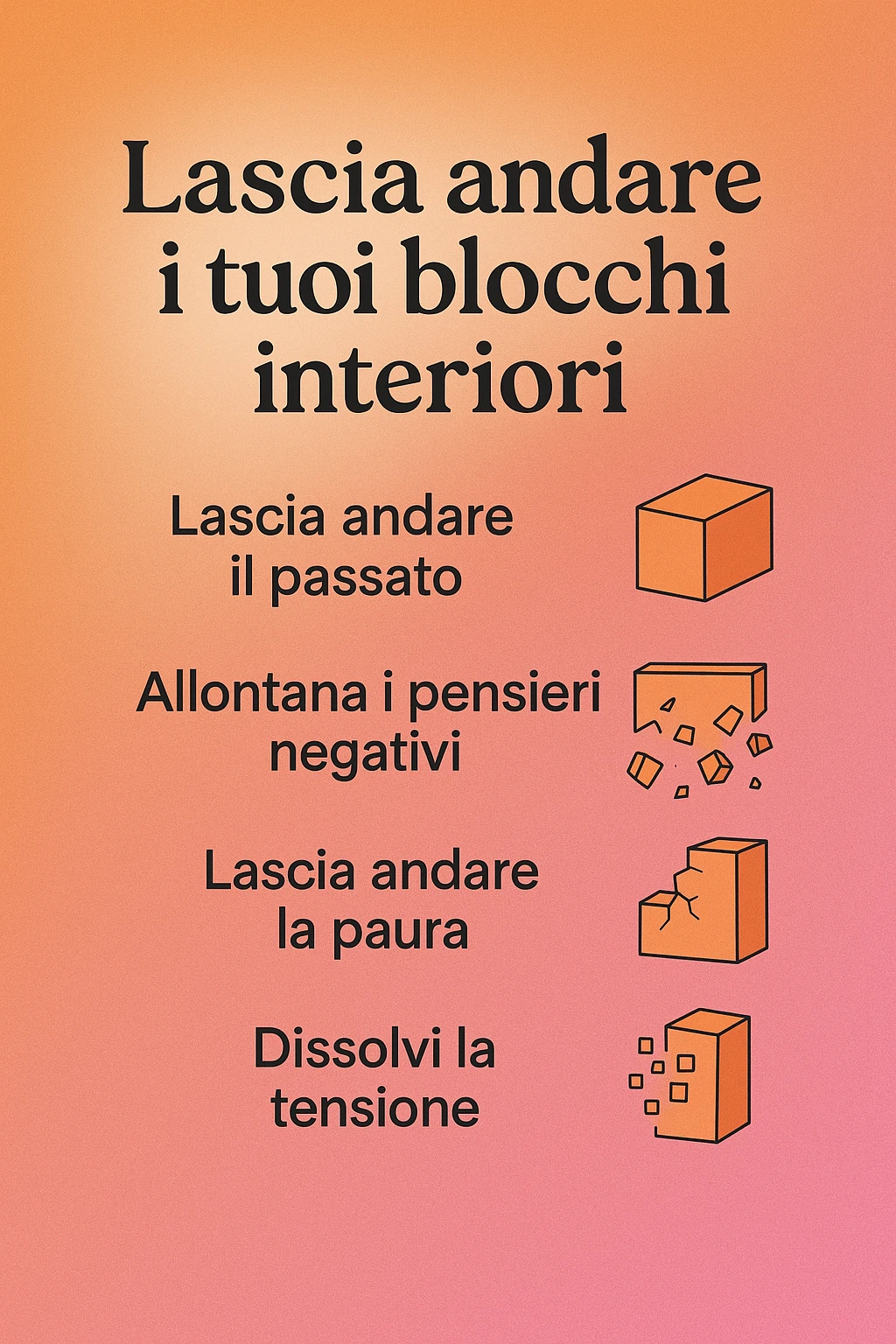 infografica stile post di instagram con titolo "Lascia andare i tuoi blocchi interiori" emoji