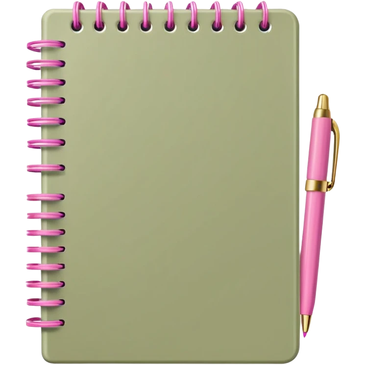 Pale olive Planner open notebook with pink pen emoji