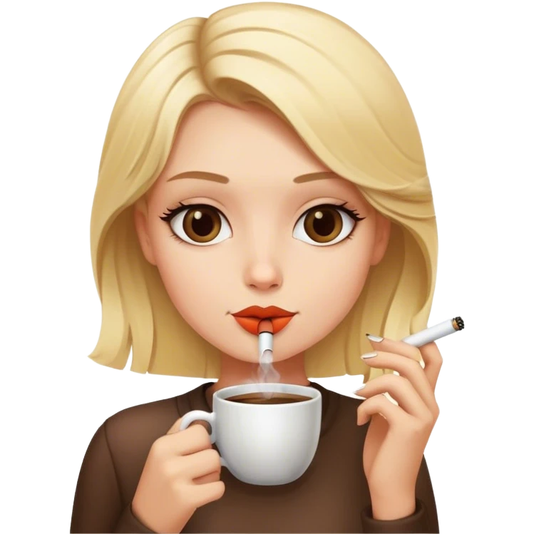 Blonde girl smoking with cup of coffee  emoji