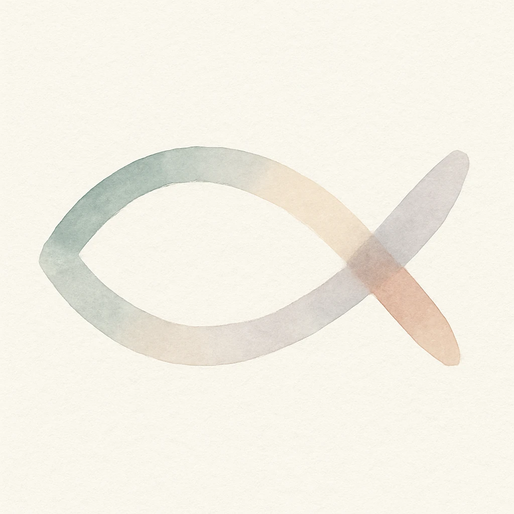 ichthys symbol, watercolor art style emoji