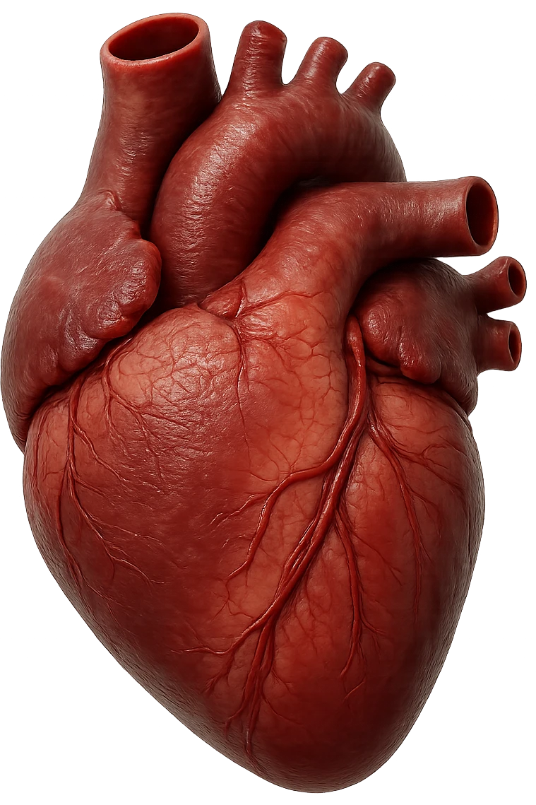 VENTRICOLO SINISTRO DI UN CUORE anatomico umano, iperrealistico 4k, isolato su sfondo bianco emoji
