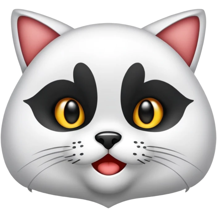 Белый кот с черным парная цепочка инь ян emoji