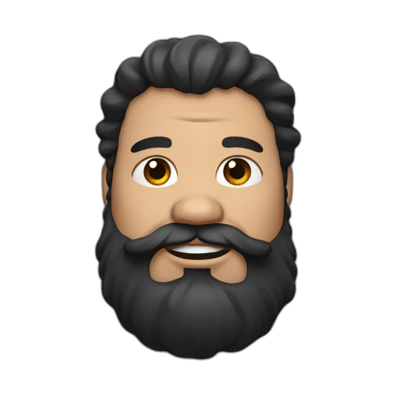 fat man with wavy long black hair and a beard emoji