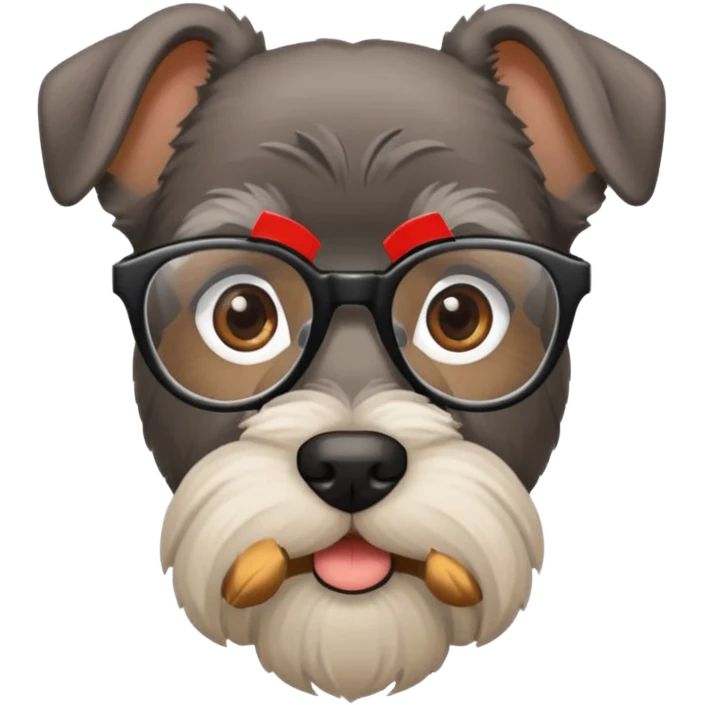 Perro de raza Schnauzer con anteojos emoji
