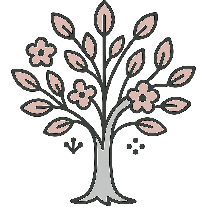 a tree with clean lines and neutral colors, Scandinavian folk art style emoji