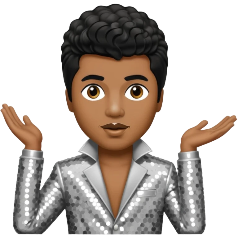 Little Richard with black hair, silver sequin outfit emoji