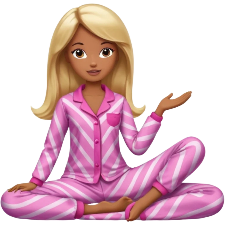 Brown skin blonde hair Barbie in pajamas  emoji