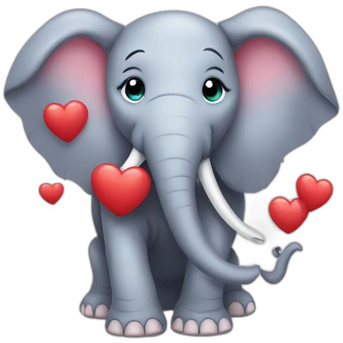 Elephant with a heart emoji