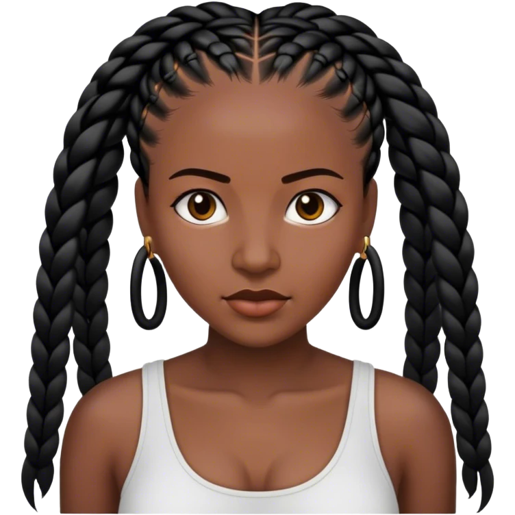 portrait of dark-skinned woman with black cornrows  emoji
