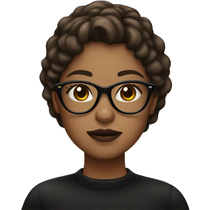 Girl with brown hair and black glasses and big lips  emoji