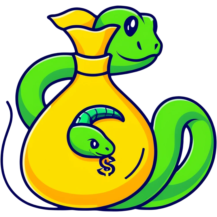 Snake curled around a money bag  emoji