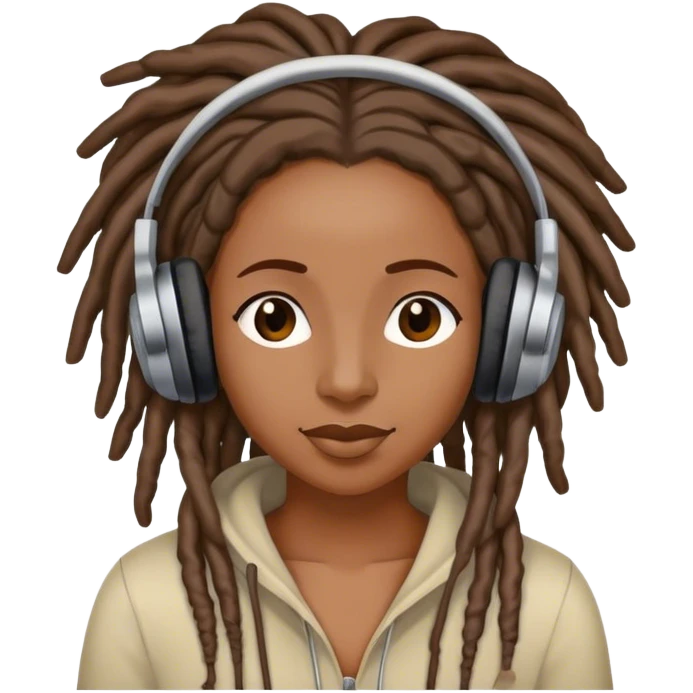 Black woman with locs listening to music emoji