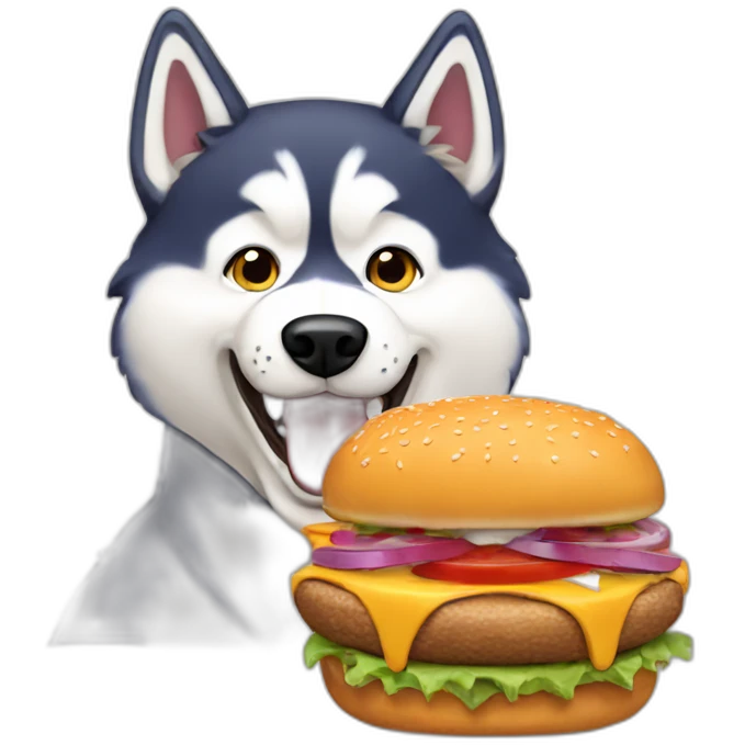 Husky Dog Eating burger emoji