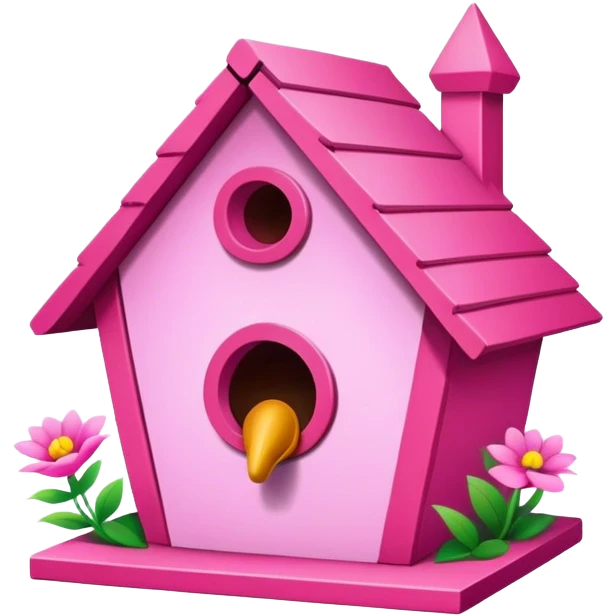 pink bird's house with flower emoji