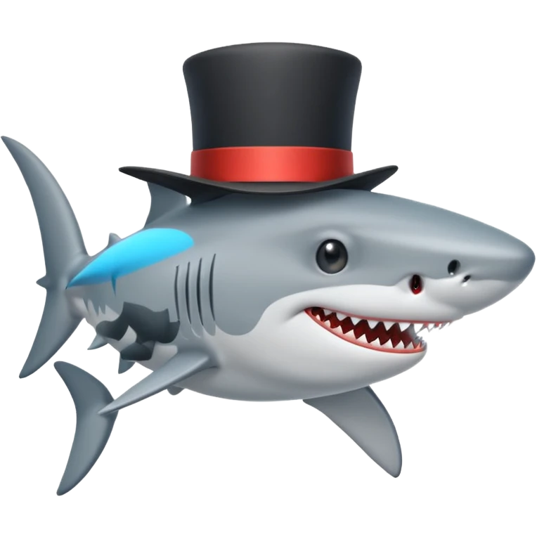 Shark with a top hat emoji