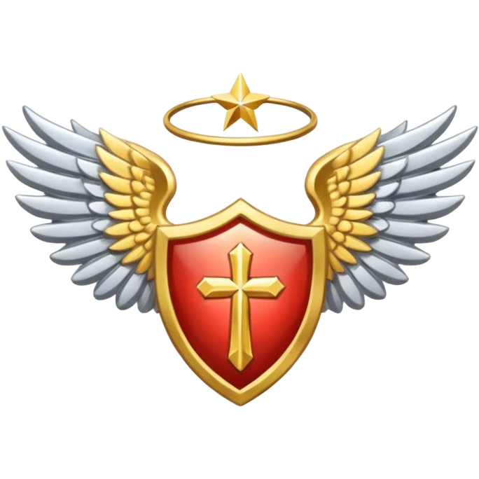 Holy Saint  Emblem with Silver wings emoji