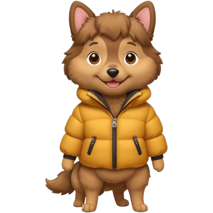 a full body of cute dog with puffer clothes emoji