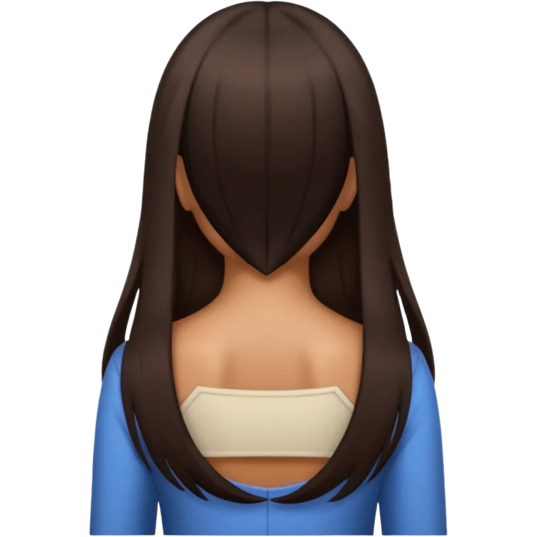 Uma menina morena de Costas com o cabelo solto, o cabelo dela é longo, liso e castanho escuro emoji