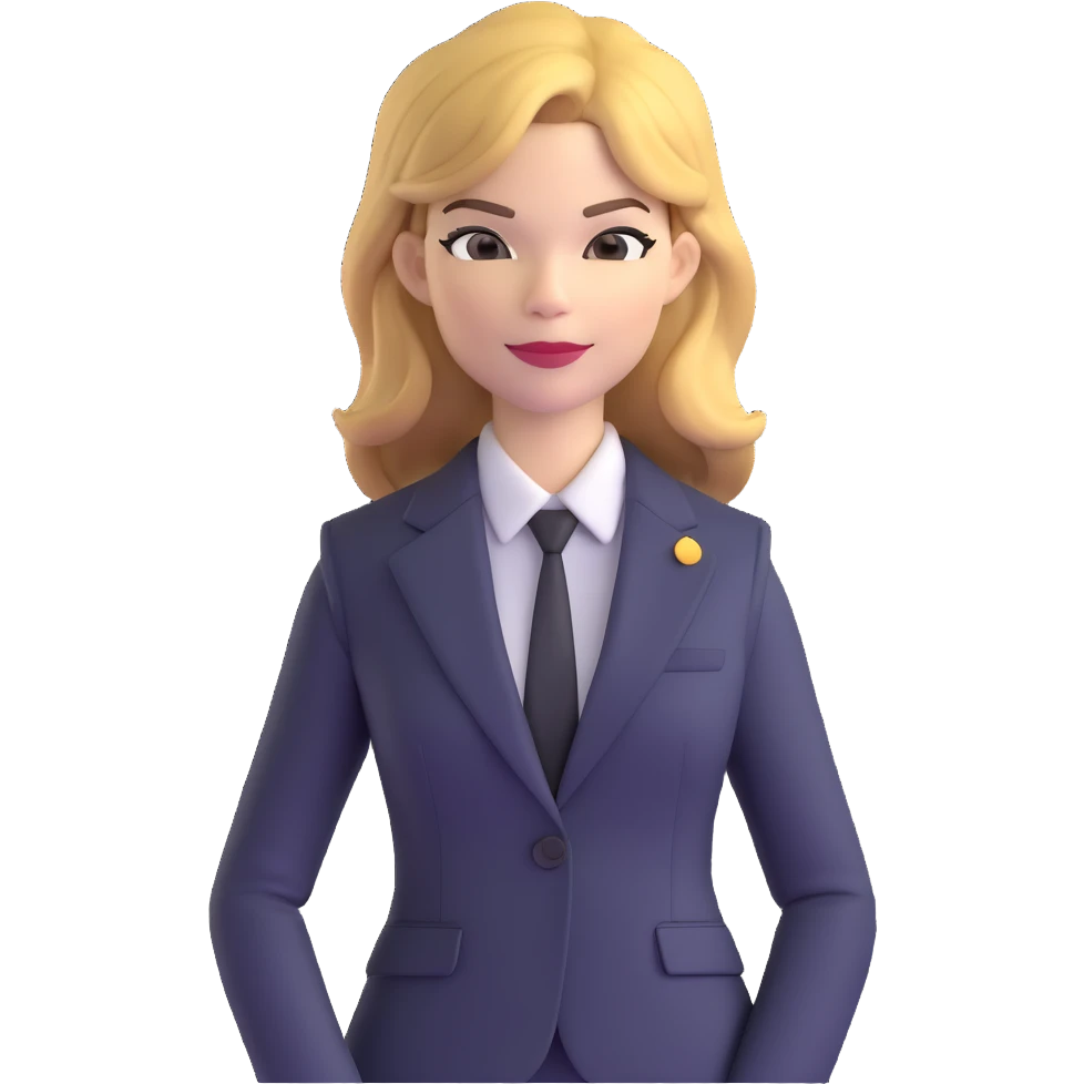 Michelle Monaghan with honey blonde hair as CEO in business suit emoji