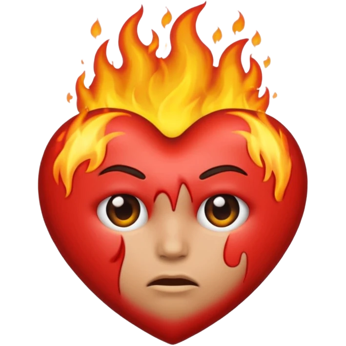 Heart frowning whilst burning  emoji
