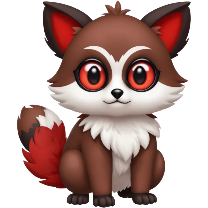 Cute cool white red dark-brown animal hybrid Fakemon full body emoji