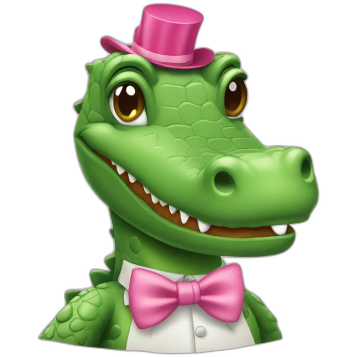 girlie-crocodile-with-a-pink-bow-tie-on-the-head emoji