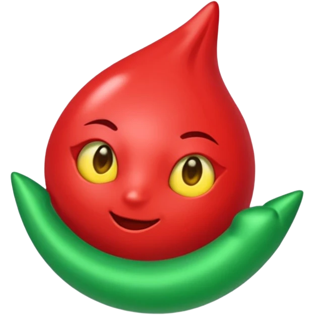 Tag vermelha com uma flecha pra cima verde do lado emoji