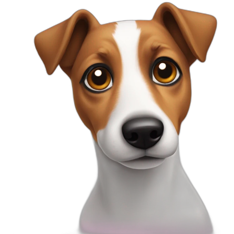 Jack russel avec une tache emoji