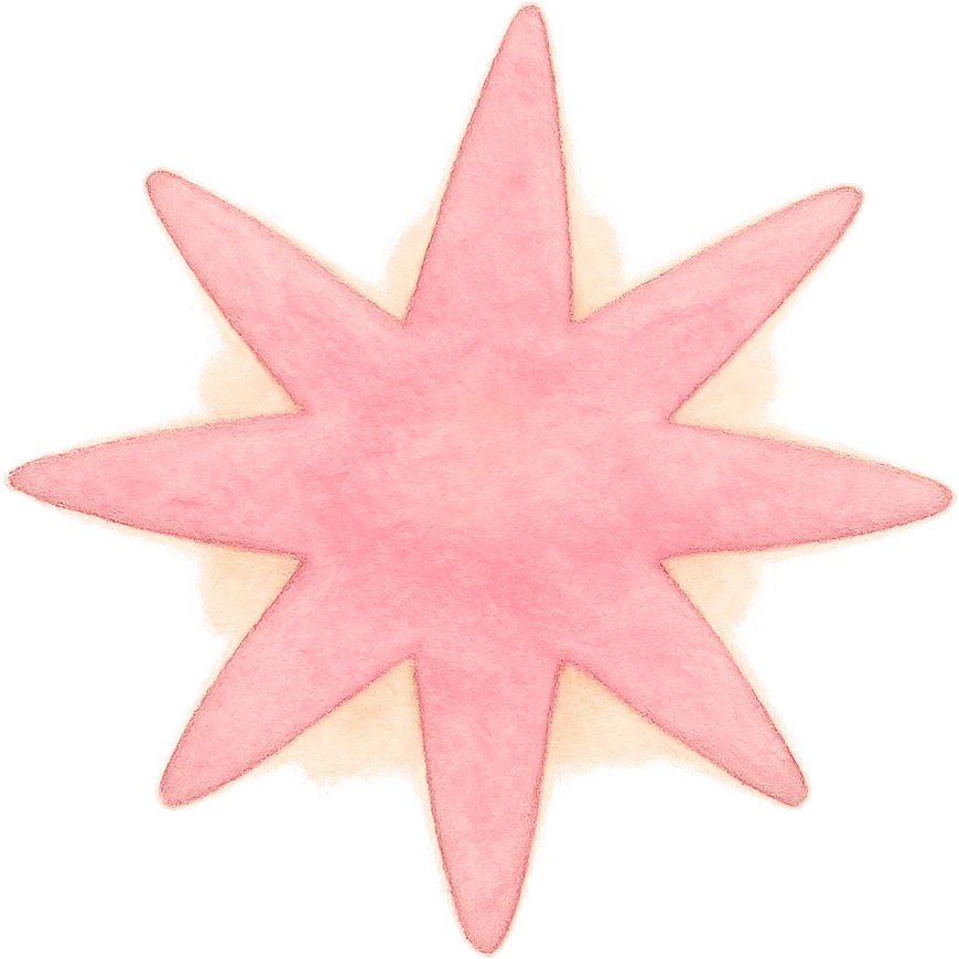ghibli style icon of a pink starburst, soft colors, whimsical emoji