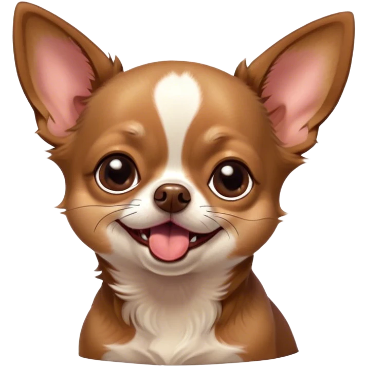 Cinematic Cute Yawning Chocolate Short Haired Chihuahua Portrait Emoji, Head tilted slightly with a dramatic, wide-open yawn, soft chocolate fur with a velvety texture, floppy ears slightly drooping, round dark eyes barely open in drowsy contentment, Simplified yet irresistibly adorable features, highly detailed, glowing with a soft, cozy glow, high shine, relaxed yet expressive, stylized with a touch of whimsy, bright and endearing, soft glowing outline, capturing the essence of a sleepy yet affectionate pup, so drowsy it feels like it could stretch right out of the screen and curl up for a nap! emoji