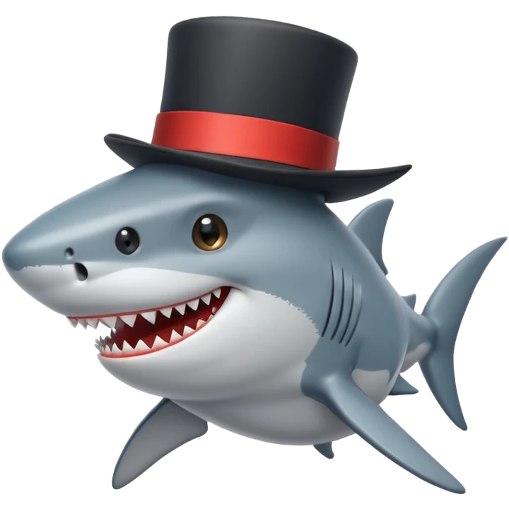 Shark with a top hat emoji
