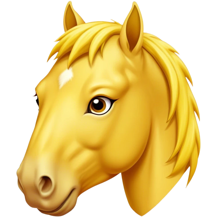 A mature all-yellow horse with its face facing the screen emoji