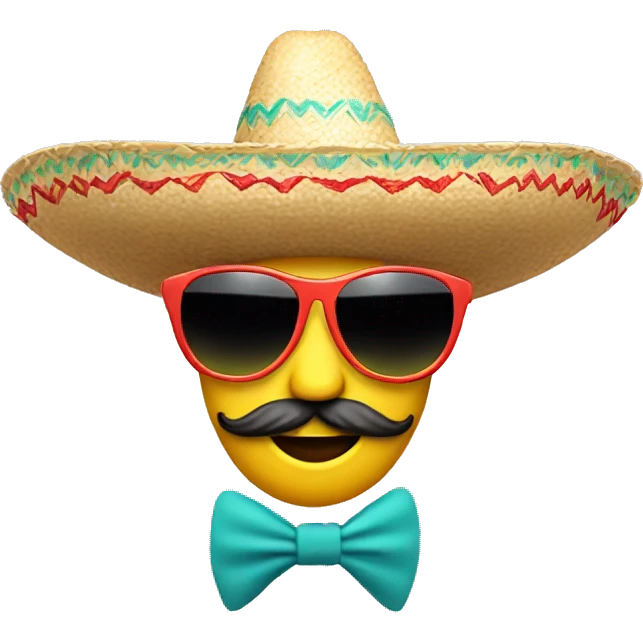 emoji with sunglasses and a sombrero on its head emoji