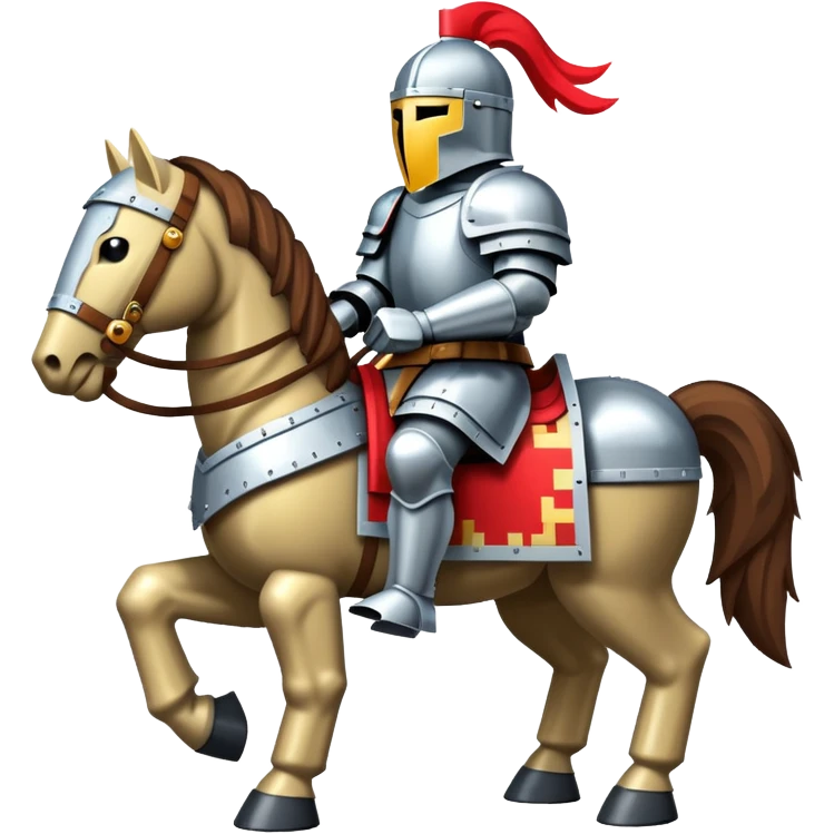 retro 8-bit knight on armored warhorse emoji