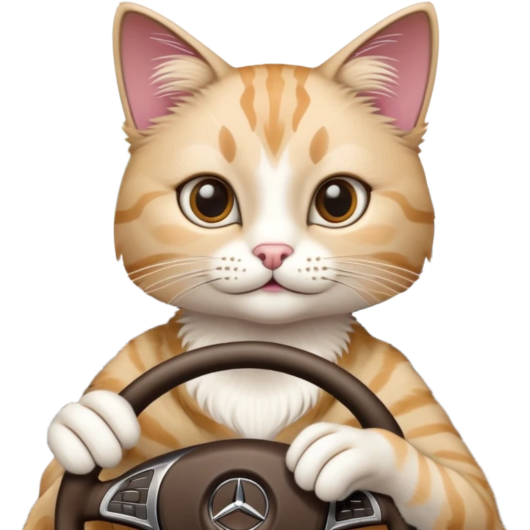 Cat driving in mercedes emoji