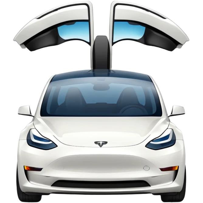 Tesla model 3 white. Icon. In a hurry. No wings  emoji