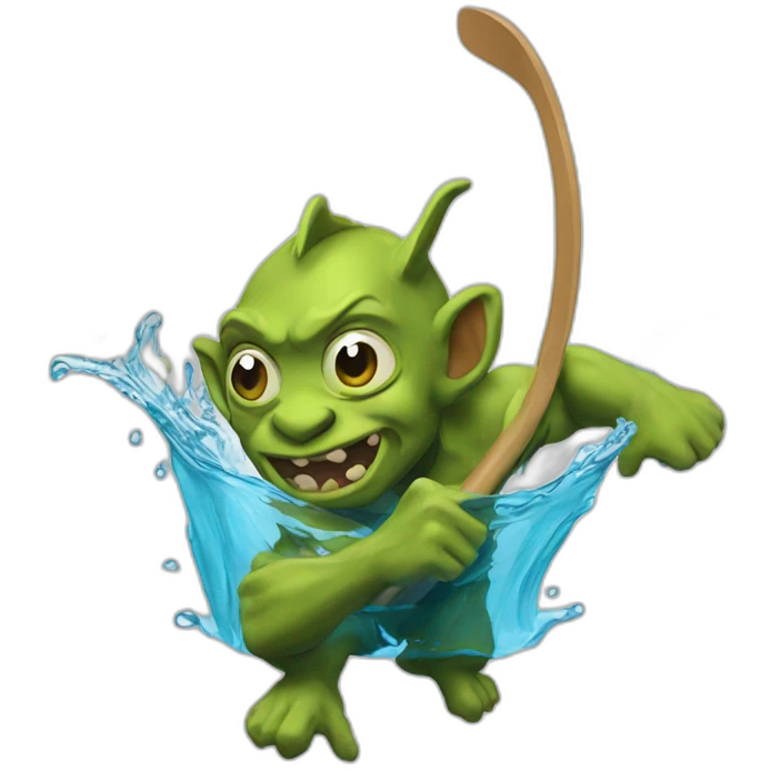Goblin doing water polo  emoji