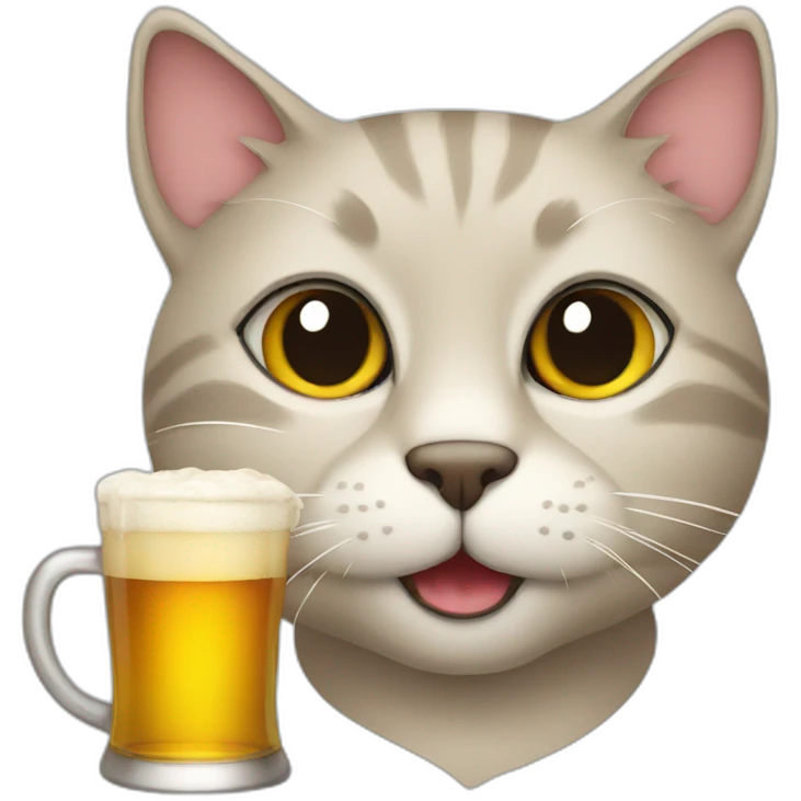 Cat drink the beer emoji