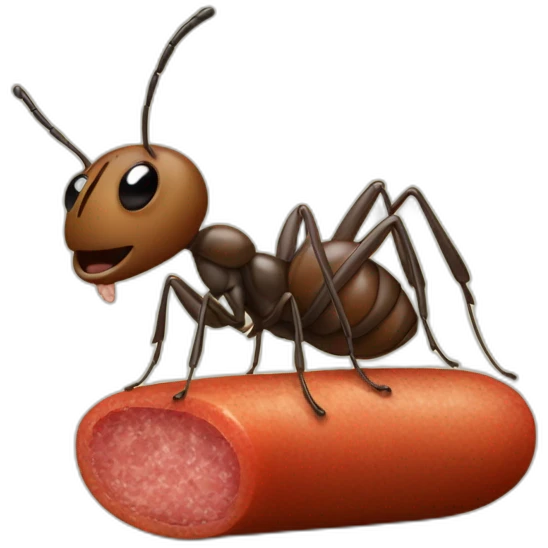 Ant holding saucage emoji