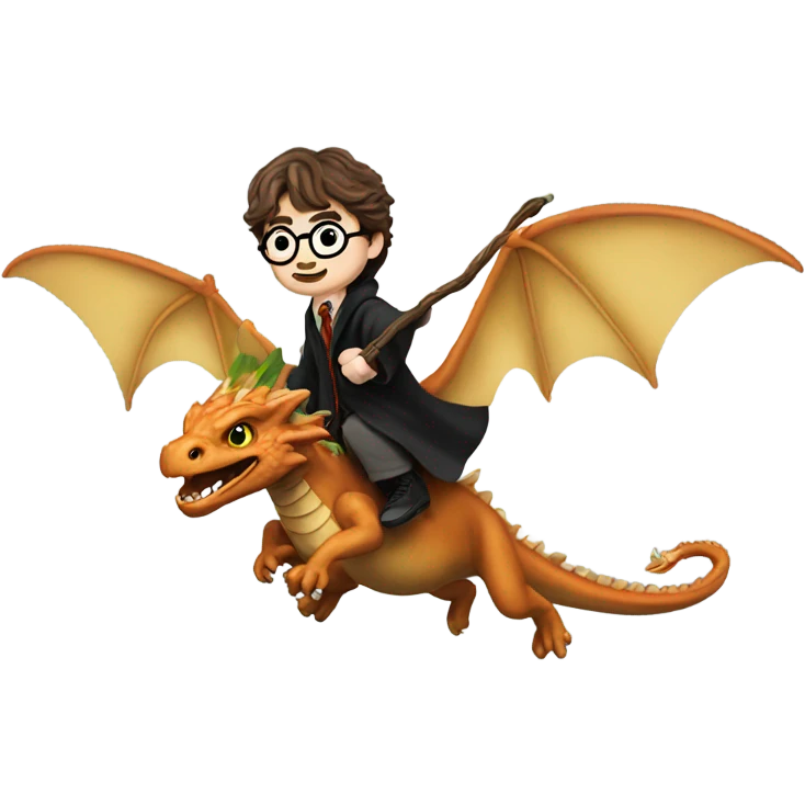 Harry Potter flying a dragon emoji