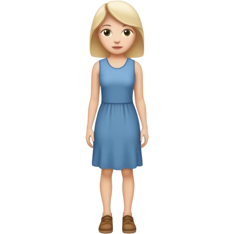 Create me an emoji of a full body white female in a casual dress, looking to her right. emoji