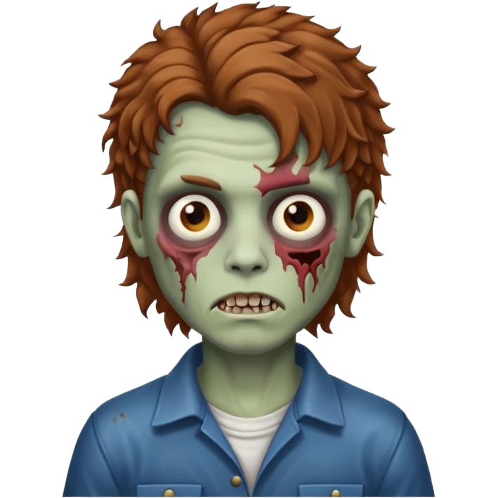 curly brown mullet haired zombie boy emoji