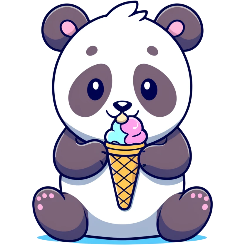 Panda eating ice cream emoji