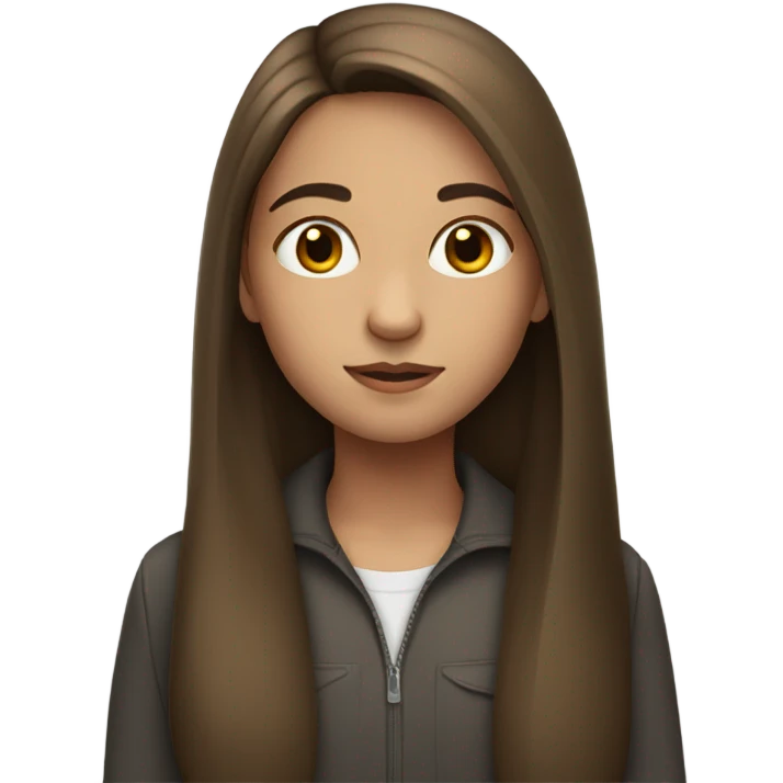 young girl with long brown hair and a straight parting emoji