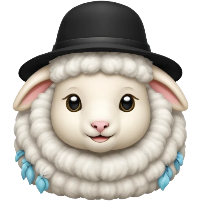 baby sheep with black hat emoji